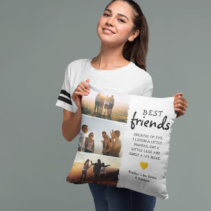 Trendy Best Friends Photo Collage & Quote Cushion