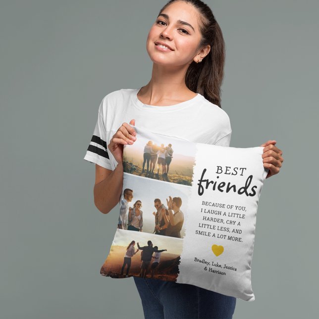 Trendy Best Friends Photo Collage & Quote Cushion (Creator Uploaded)