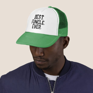 TRENDY BEST FUNCLE EVER WHITE TYPOGRAPHY TRUCKER HAT
