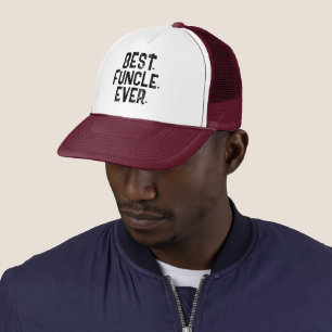 TRENDY BEST FUNCLE EVER WHITE TYPOGRAPHY TRUCKER HAT