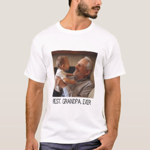 Trendy Best Grandpa Ever Custom Family Photo T-Shirt