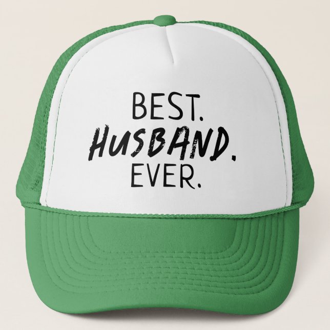 TRENDY BEST HUSBAND EVER BLACK TYPOGRAPHY   TRUCKER HAT (Front)