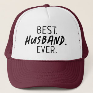 TRENDY BEST HUSBAND EVER BLACK TYPOGRAPHY   TRUCKER HAT