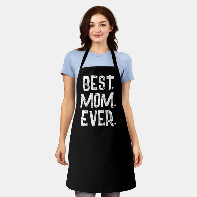 TRENDY BEST MOM EVER WHITE TYPOGRAPHY   APRON (Worn)