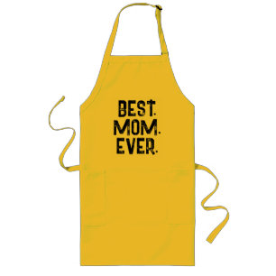 TRENDY BEST MOM EVER WHITE TYPOGRAPHY LONG APRON