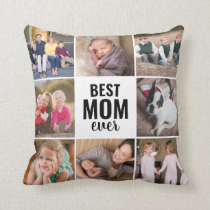 Trendy Best Mum Ever 8 Photo Modern Mother Mama Cushion
