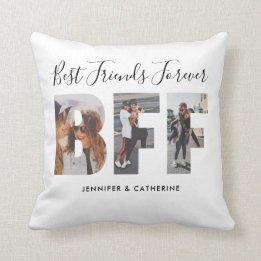 Trendy BFF 3 Photo Best Friends Forever Names Chic Cushion