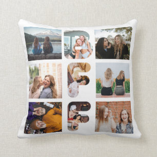 Trendy BFF Best Friend Chic Modern Photo Collage Cushion