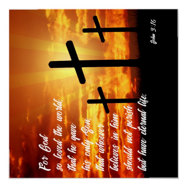 TRENDY BIBLE VERSE JOHN 3:16 CHRISTIAN GIFT POSTER (Front)