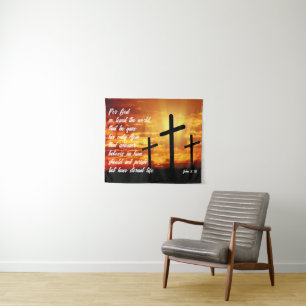TRENDY BIBLE VERSE JOHN 3:16 CHRISTIAN GIFT TAPESTRY