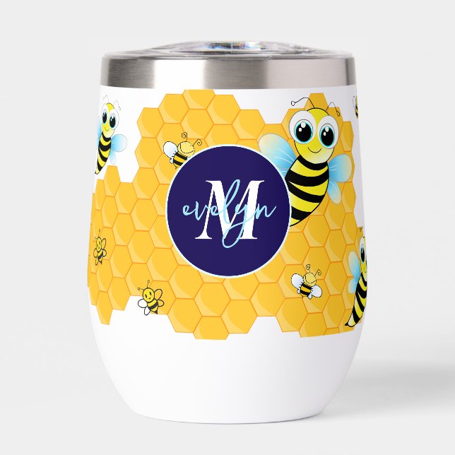 Trendy Big Blue Eyes Bee & Hives  (Front)