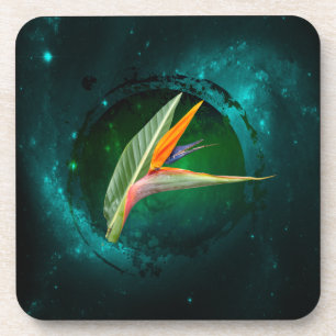 trendy bird of paradise flower floral coaster