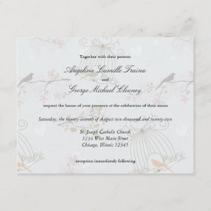 Trendy Birdcages And Flowers Wedding Invite