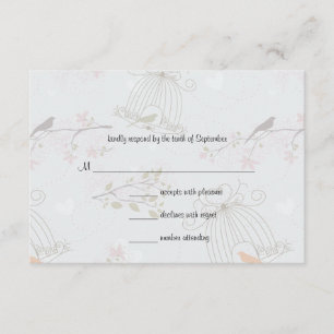 Trendy Birdcages And FlowersWedding Response Card