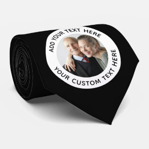 Trendy Birthday Holiday Gift Custom Photo Text Tie