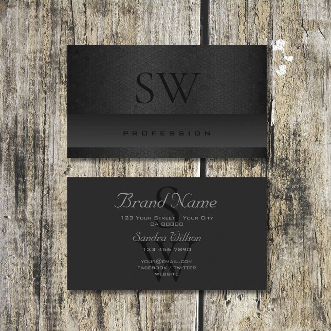 Trendy Black and Dark Grey Shimmery Snake Pattern Business Card (Creator Uploaded)
