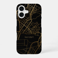 Trendy Black and Faux Gold Map Design with Name