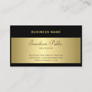 Trendy Black And Gold Handwritten Script Template Business Card