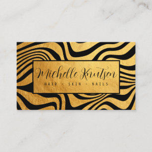 Trendy Black And Gold Makeup Artist Hair Salon  Business Card