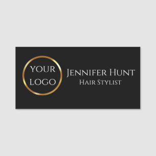 Trendy Black And Gold Name Tag