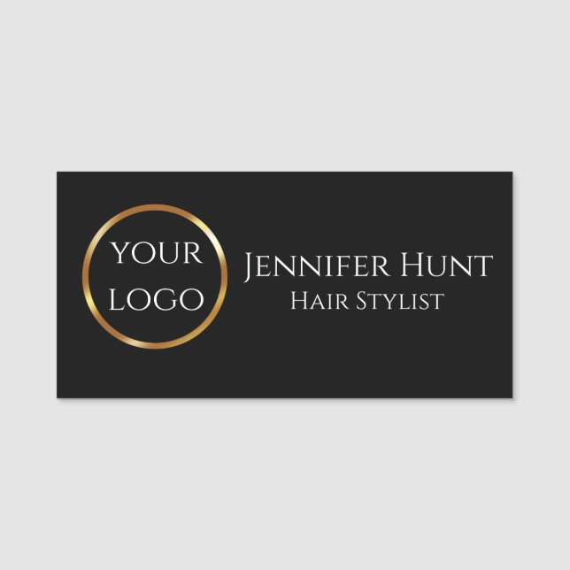 Trendy Black And Gold Name Tag (Front)