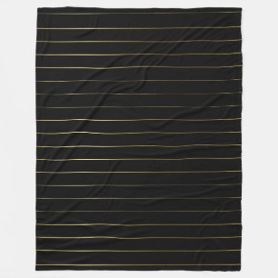 Trendy Black and Gold Striped Elegant Design Fleece Blanket