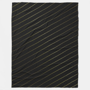 Trendy Black and Gold Striped Glamourous Design Fleece Blanket