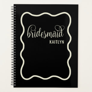 Trendy Black and Natural Retro Bridesmaid  Planner