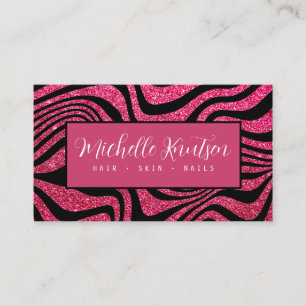 Trendy Black And Pink Makeup Artist Hair Salon  Business Card