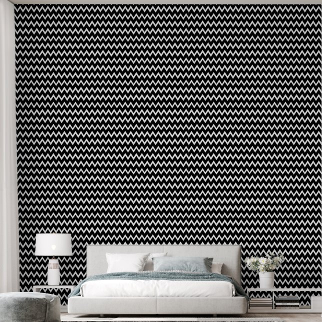 Trendy Black And White Chevron Pattern  Wallpaper (Bedroom)