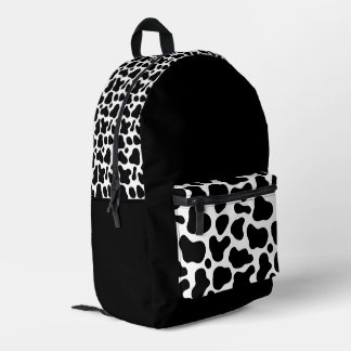 Trendy Black and White Cow Print Pattern Printed Backpack