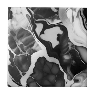 Trendy Black and white faux marble Ceramic Tile