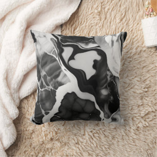 Trendy Black and white faux marble Cushion