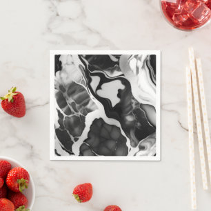 Trendy Black and white faux marble Napkin