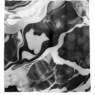 Trendy Black and white faux marble Shower Curtain