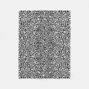 Trendy Black and White Leopard Print Animal Spots Fleece Blanket