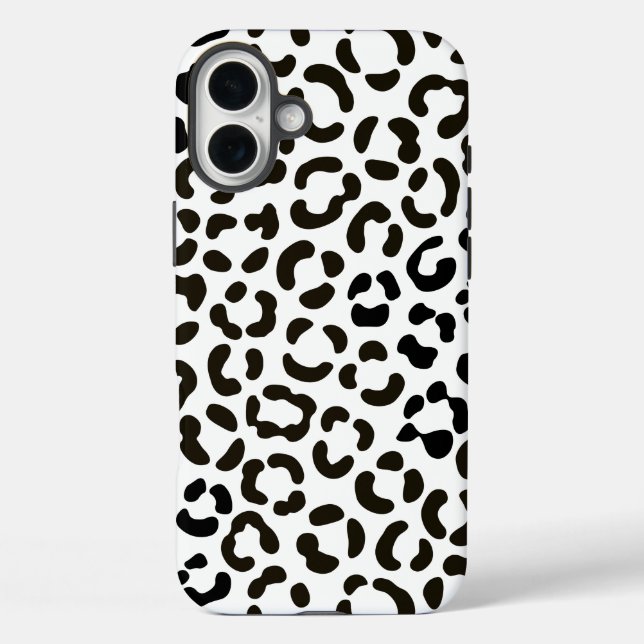 Trendy Black and White Leopard Print Pattern Case-Mate iPhone Case (Back)