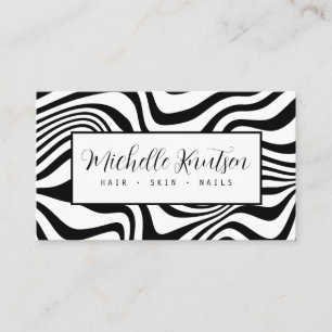Trendy black and white Makeup Artist Hair Salon Business Card