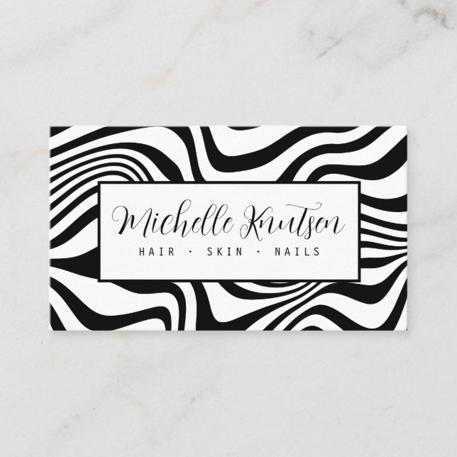 Trendy black and white Makeup Artist Hair Salon  Business Card (Front)