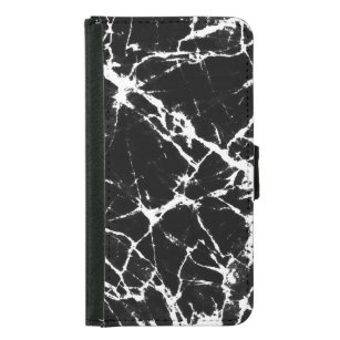 Trendy Black And White Marble Stone Print Samsung Galaxy S5 Wallet Case