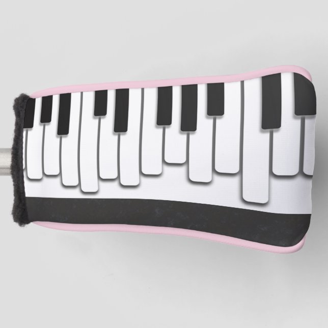 Trendy Black and White Piano Keys Golf Head Cover (Front)