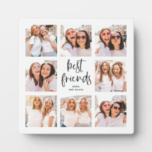 Trendy Black and White Script   Best Friends Photo Plaque