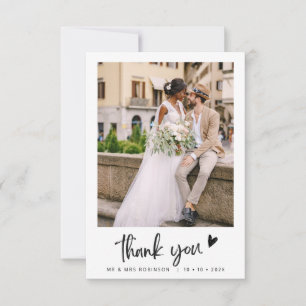 Trendy black and white wedding thank you card