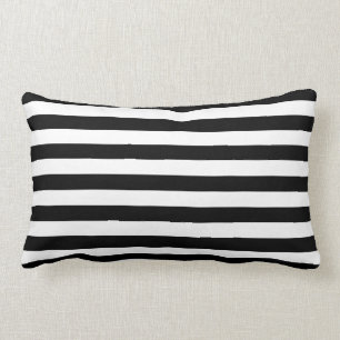 Trendy Black and White Wide Horizontal Stripes Lumbar Cushion