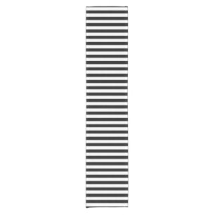 Trendy Black and White Wide Horizontal Stripes Short Table Runner