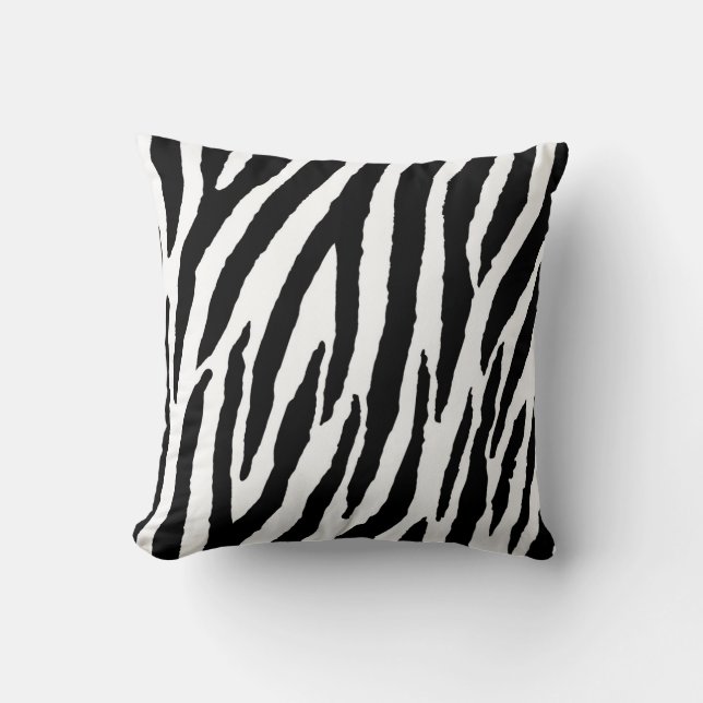 Trendy Black And White Zebra Pattern Cushion (Front)
