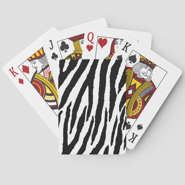 Trendy Black And White Zebra Pattern Playing Cards (Back)