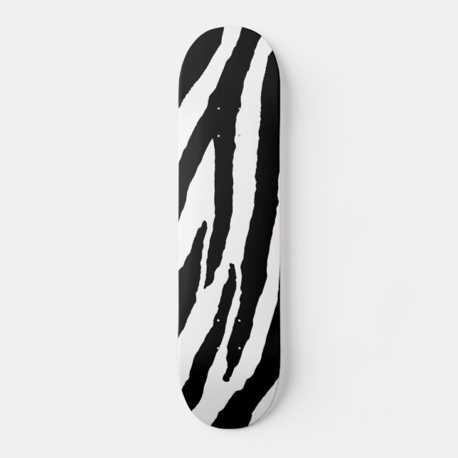 Trendy Black And White Zebra Pattern Skateboard (Front)