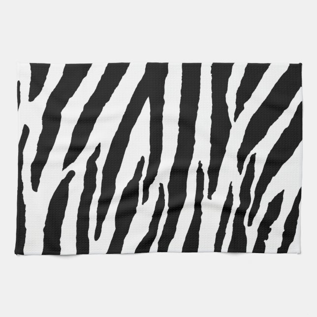 Trendy Black And White Zebra Pattern Tea Towel (Horizontal)