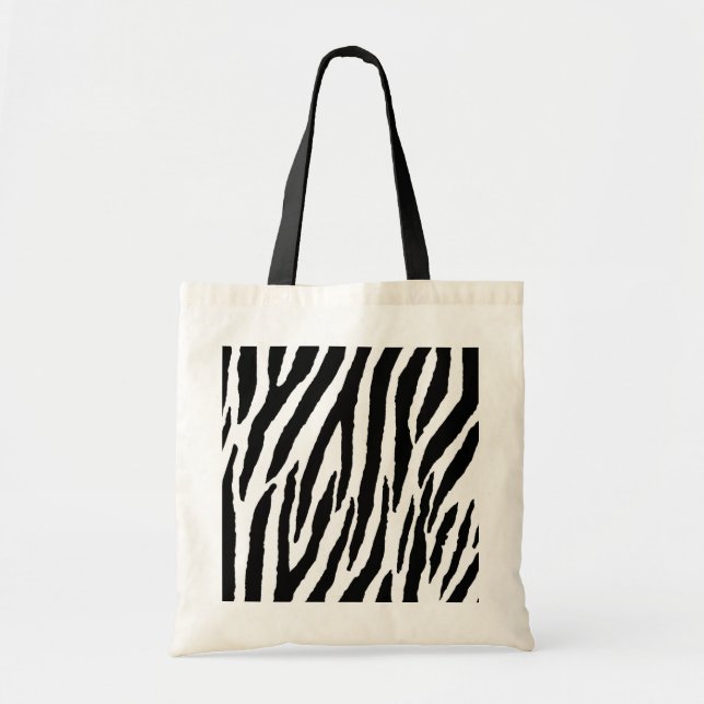 Trendy Black And White Zebra Pattern Tote Bag (Front)